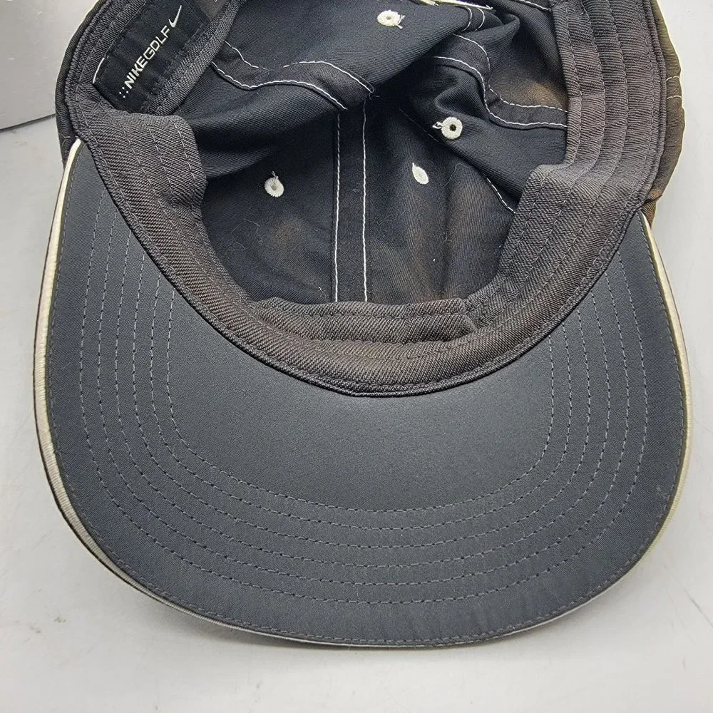 Nike Golf Hat Cap Distressed Black White Embroidered Adult Golfer Golfing